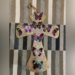 COPY - Handmade craft Multicolor Butterflies Cross Wall Decoration Handwooden M…